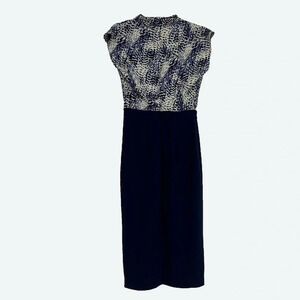 Express blue + leopard sheath dress